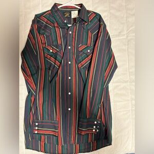Saddle King Men's L Western Pearl Snap Stripes Work Shirt